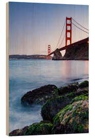 Holzbild  Bemooste Steine an der Golden Gate