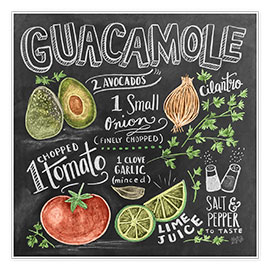 Wandbild  Guacamole Rezept (Englisch) - Lily &amp; Val