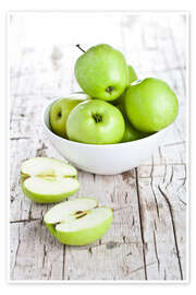 Poster Grüne Äpfel in einer Schale