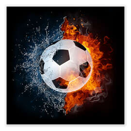 Poster  Der Fußball im Kampf der Elemente