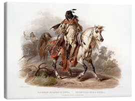 Leinwandbild  Ein Blackfoot Indianer zu Pferd - Karl Bodmer
