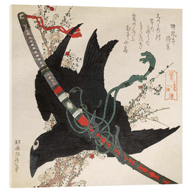 Acrylglasbild  Der kleine Rabe mit dem Minamoto Schwert - Katsushika Hokusai