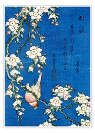 Wandbild  Gimpel und weinende Kirsche - Katsushika Hokusai