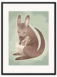 Gerahmter Kunstdruck  Mamma und Baby-Känguru - Ashley Verkamp