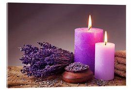 Acrylglasbild  Spa mit Kerzen und Lavendel - Elena Schweitzer