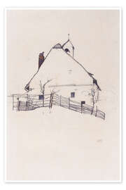 Poster  Wohnhaus mit Zaun - Egon Schiele