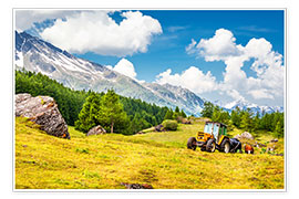 Poster  Traktor auf sommerlichem Feld