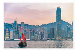 Poster Skyline des Victoria Hafens, in Hong Kong
