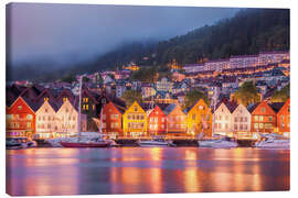 Leinwandbild  Berühmte Bryggen-Straße in Bergen, Norwegen