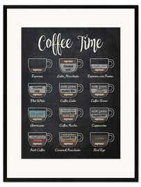 Gerahmter Kunstdruck  Coffee Time (Englisch) - Typobox